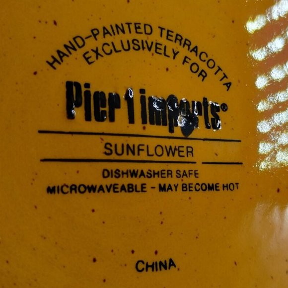 Pier 1 Imports Sunflower Large Serving Bowl Hand-Painted TerraCotta 11 5/8" - Picture 8 of 8